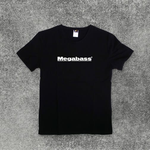 【7月初旬発送】MEGABASS LOGO T-SHIRTS(メガバスロゴTシャツ) ブラック ホワイトロゴ　(S)